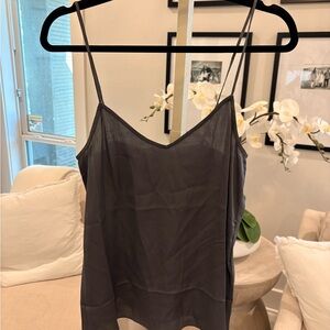 Quince Charcoal Washable Silk V-Neck Camisole